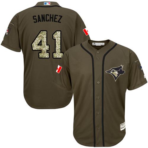 Blue Jays #41 Aaron Sanchez Green Salute to Service Stitched Youth MLB Jersey - Click Image to Close